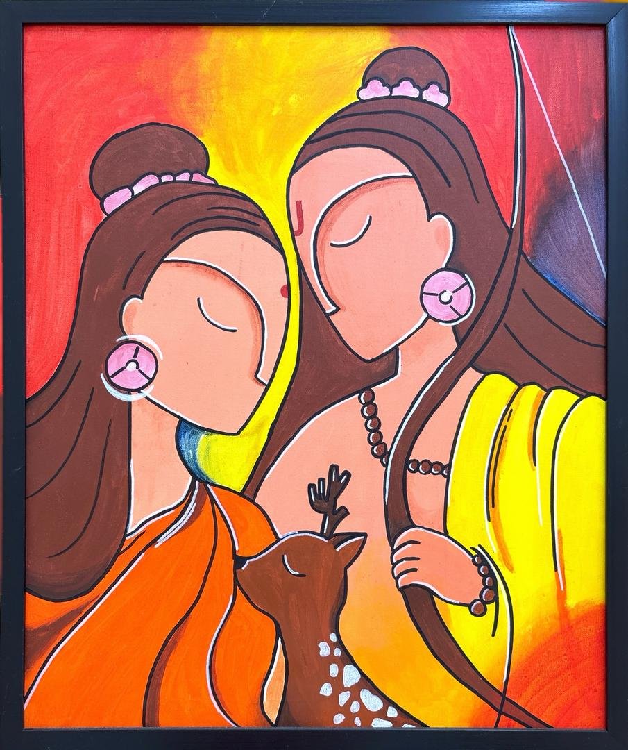 A glimpse of devotion on canvas—my painting of Sita Ram